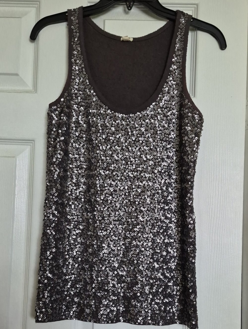 J. Crew Pewter Silver Sequin Scoop Tank Top